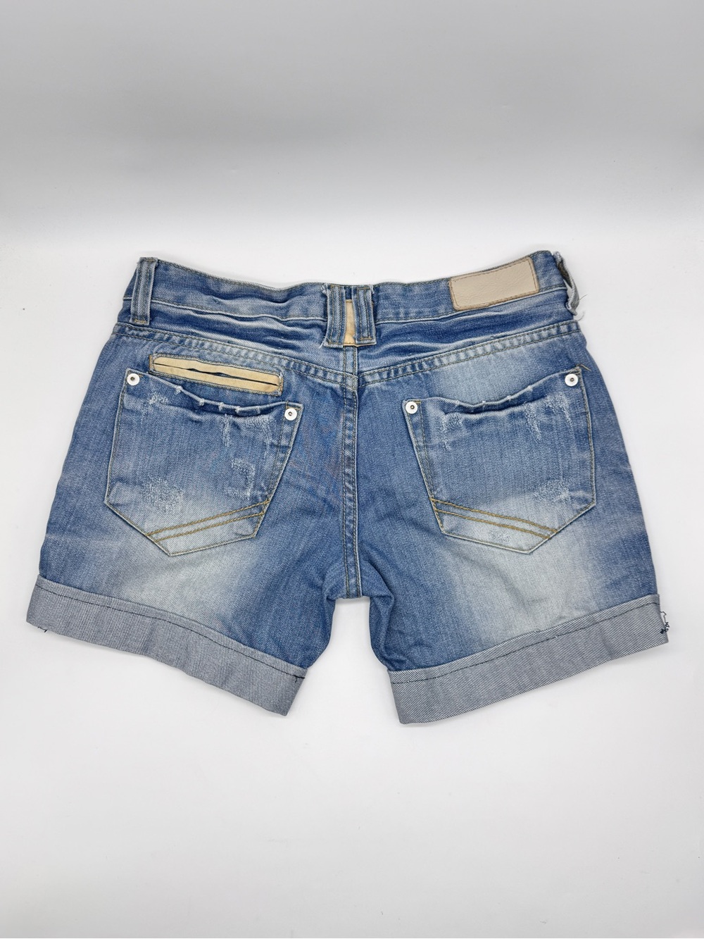 Light Washed Blue Distressed Denim Shorts - Picture 2 of 8